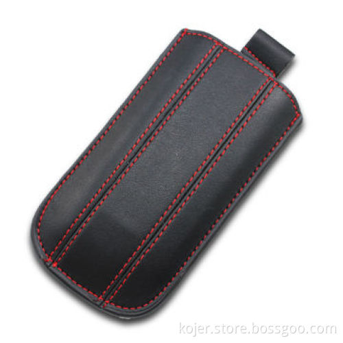 Leather Mobile Phone Pouch, with Retractable Pull-tab, Fine Workmanship in Paint Edge